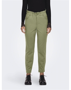 Брюки-дудочки с завышенной талией зеленый Only