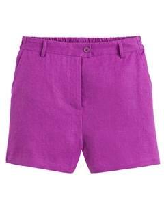 Шорты из 100 льна высокая посадка фиолетовый Laredoute