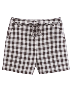 Шорты изо льна с принтом в клетку виши розовый La redoute collections