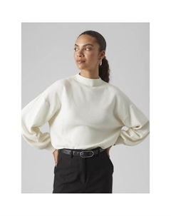 Пуловер с высоким воротником тонкий и очень мягкий на ощупь трикотаж бежевый Vero moda