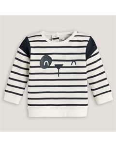 Свитшот с круглым вырезом в полоску из мольтона бежевый Laredoute