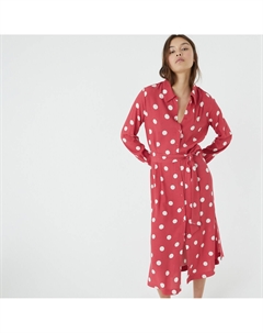 Платье-рубашка в горошек длина миди бежевый La redoute collections