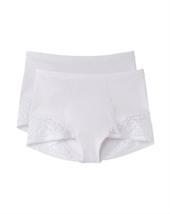 Комплект из 2 трусов с высокой талией из хлопка и кружева белый Laredoute