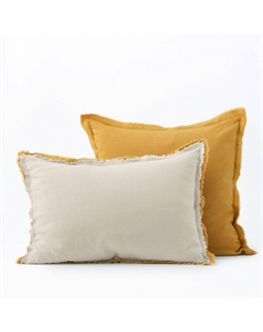 Наволочка из стираного льна с бахромой Alhanasia желтый Laredoute