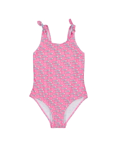 Купальник цельный с принтом и бантиками на плечах розовый Laredoute