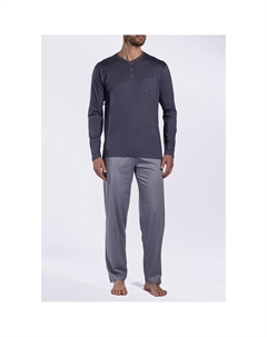 Пижама длинная из мерсеризованного хлопка синий Dodo