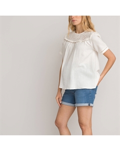 Блузка для периода беременности с вышитым пластроном  белый Laredoute