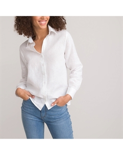 Рубашка с длинными рукавами изо льна белый La redoute collections