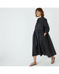 Платье длинное расклешенное с вышивкой черный Laredoute