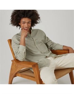 Рубашка прямого покроя в полоску с воротником-стойкой зеленый La redoute collections