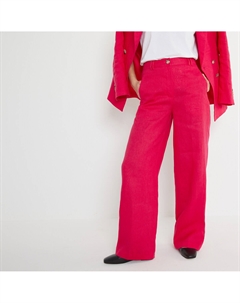 Брюки широкие 100 лен Signature розовый Laredoute