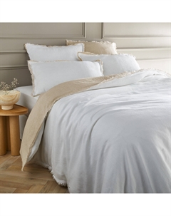 Пододеяльник из стираного льна с двойной бахромой Alhanasia бежевый Laredoute