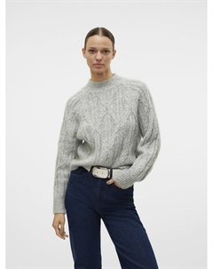 Пуловер с воротником-стойкой из витого трикотажа серый Vero moda