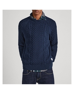 Пуловер с круглым вырезом из текстурированного трикотажа синий Pepe jeans