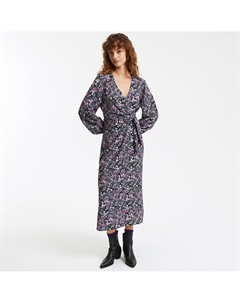 Платье миди с принтом и V-образным вырезом розовый La redoute collections