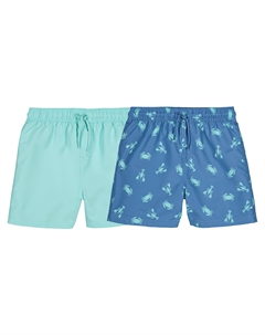 Комплект из двух шорт пляжных одни с принтом одни однотонные синий La redoute collections