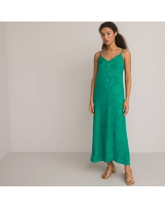 Платье длинное в стиле нижнего белья тонкие бретели зеленый Laredoute