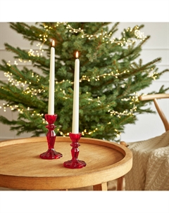 Комплект подсвечников стеклянных для тонкой свечи оранжевый So'home