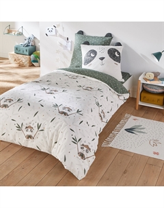 Пододеяльник из хлопковой ткани Panda Mania зеленый La redoute interieurs