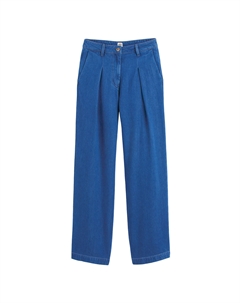Джинсы широкие с вытачками из денима смешанный лиоцелл синий Laredoute