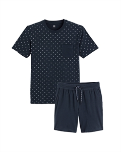 Пижама с шортами из хлопка синий Laredoute