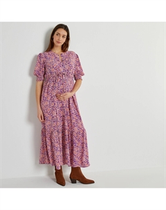 Платье длинное с принтом пейсли для периода беременности фиолетовый La redoute collections