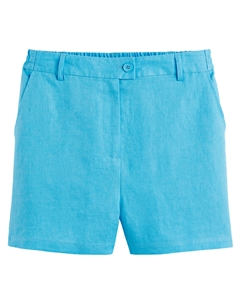 Шорты из 100 льна высокая посадка синий Laredoute