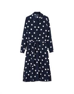 Платье-рубашка в горошек длина миди синий La redoute collections