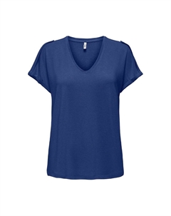 Футболка блестящая с V-образным вырезом синий Only