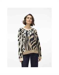 Пуловер с анималистическим принтом из тонкого трикотажа черный Laredoute