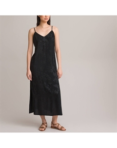 Платье длинное в стиле нижнего белья тонкие бретели черный La redoute collections