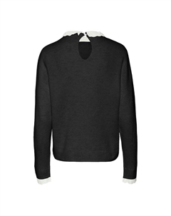 Пуловер из тонкого трикотажа с воротником из английской вышивки черный Vero moda