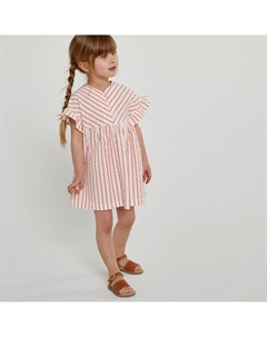 Платье с воланами из легкой полосатой ткани оранжевый Laredoute