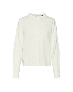 Пуловер из тонкого трикотажа с воротником из английской вышивки белый Vero moda