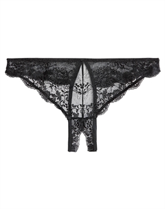 Трусы-стринги с разрезом из кружева черный Suite privee