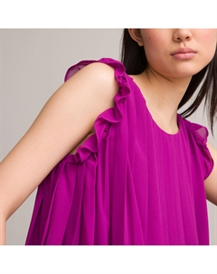 Блузка с плиссировкой без рукавов плечики с воланами фиолетовый Laredoute