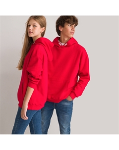 Свитшот с капюшоном оверсайз из мольтона унисекс красный Laredoute