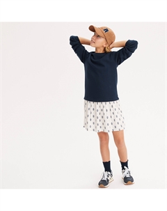 Платье с длинными рукавами из двух материалов мольтона и саржи синий La redoute collections