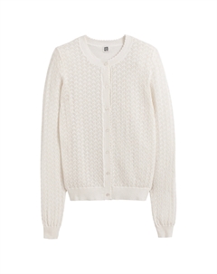 Кардиган из ажурного трикотажа белый Laredoute