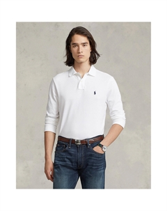 Рубашка-поло облегающая из пике рукав длинный белый Polo ralph lauren