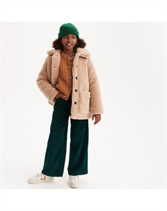 Теплое пальто из шерпы бежевый Laredoute