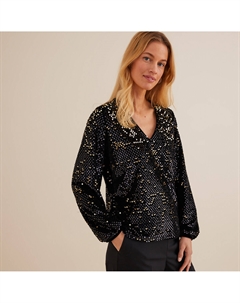 Блуза с V-образным вырезом и пайетками черный Anne weyburn