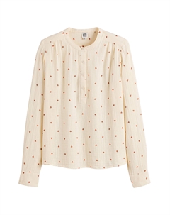 Блузка с круглым вырезом с вышивкой длинные рукава бежевый Laredoute