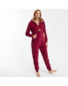 Комбинезон брючный из флисового трикотажа красный So'home