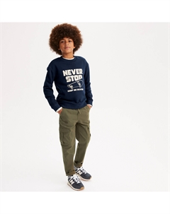 Брюки карго с поясом на резинке зеленый Laredoute