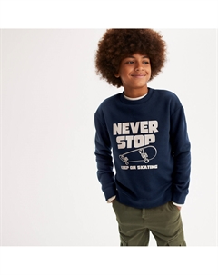 Свитшот с круглым вырезом и надписью из мольтона синий Laredoute