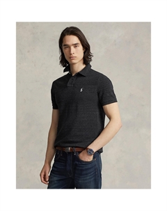 Рубашка-поло зауженного кроя из хлопка пике серый Polo ralph lauren