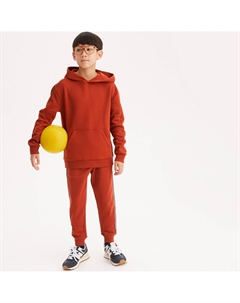 Свитшот с капюшоном из мольтона оранжевый Laredoute