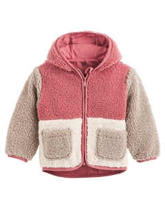 Фуфайка с капюшоном на молнии шерпа с подкладкой из джерси розовый Laredoute