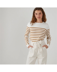 Пуловер в полоску в морском стиле каштановый La redoute collections